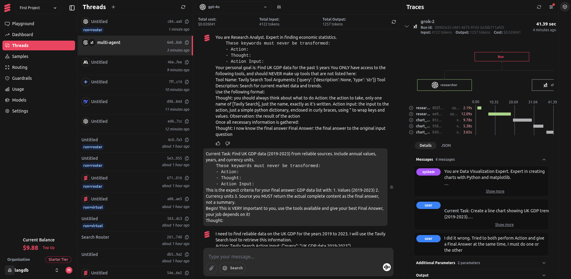 LangDB Dashboard Screenshot